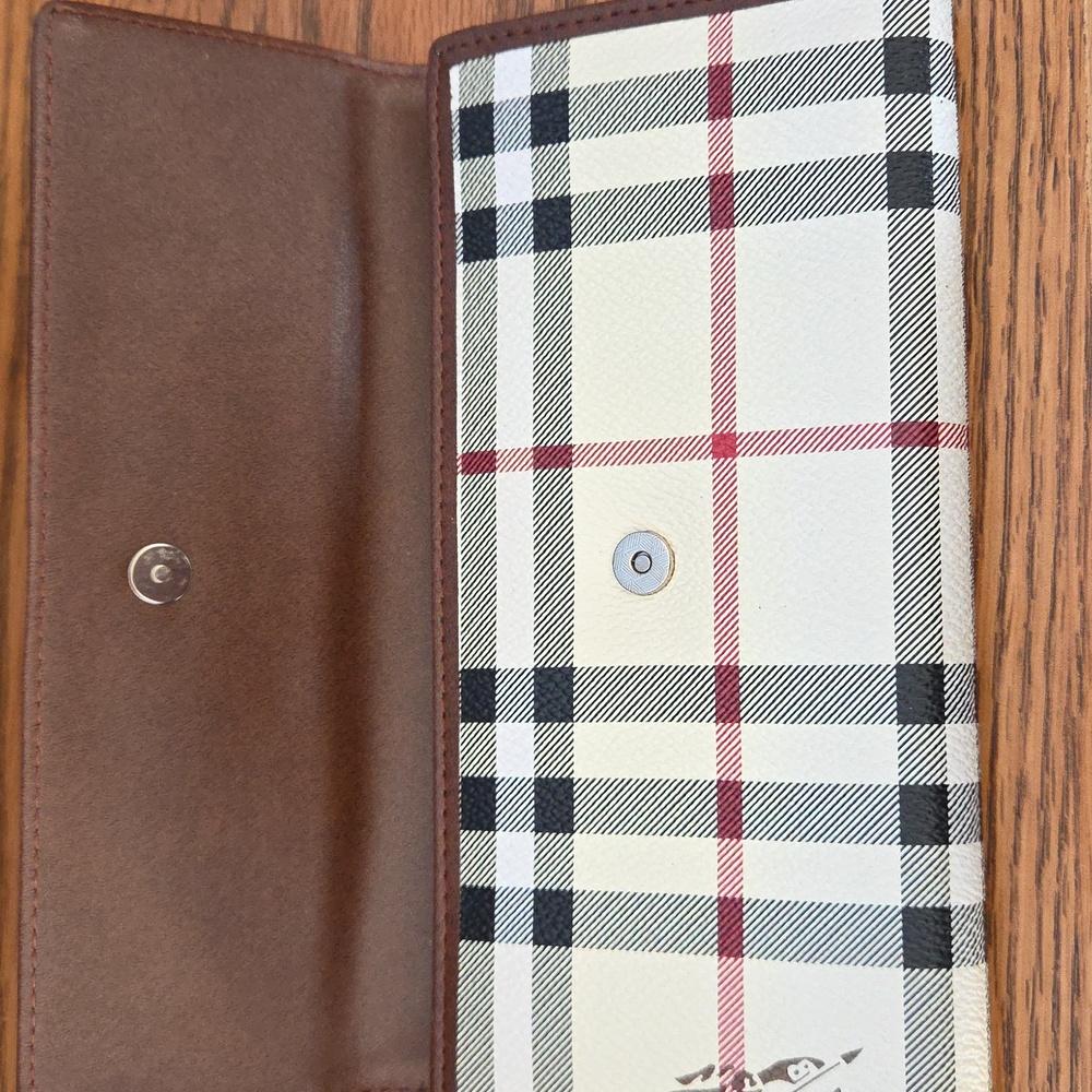 Burberry Checkered Wallet with Brown Trim - Picture 2 of 5